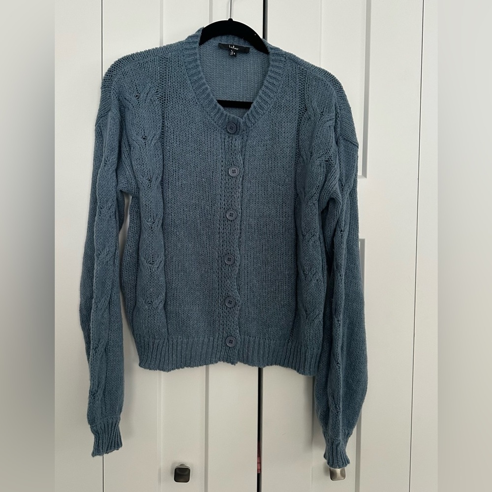 Lulu's Slate Blue Super Soft Button-Up Cardigan S‎
